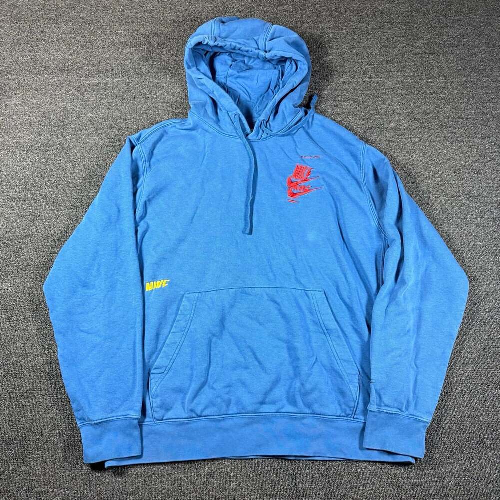 Nike Multi Logo Embroidered Hoodie Blue